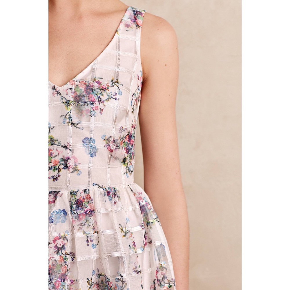 Anthro Maeve White Garden Floral Dress | Size 0